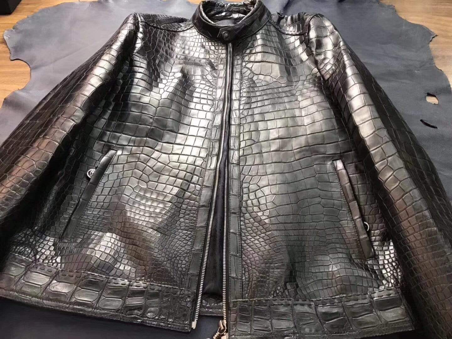 Exotic Crocodile Skin Vertical collar Jacket