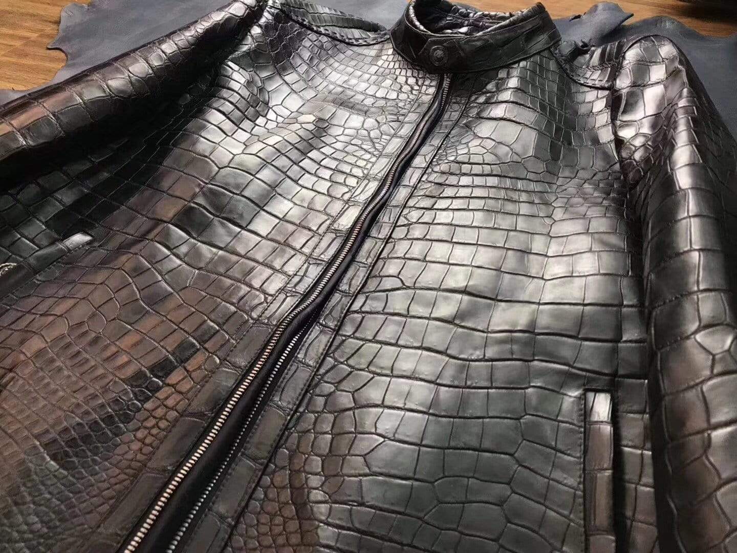 Exotic Crocodile Skin Vertical collar Jacket