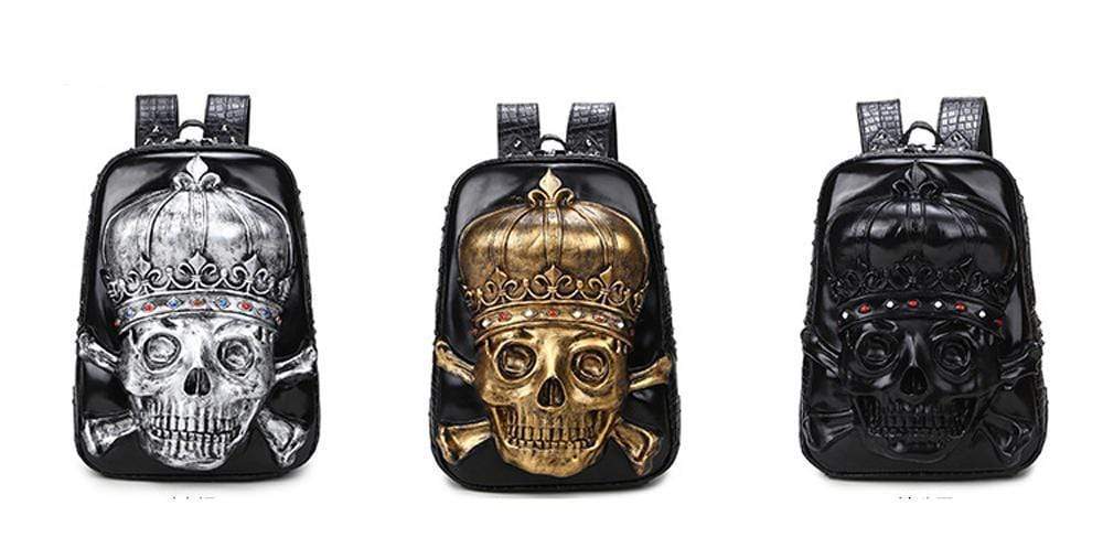 3D Backpack ,Fashion Punk Backpack, 3D Pirate Skull Crown Knapsack