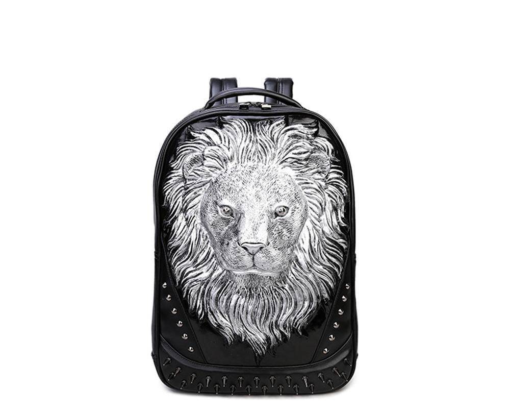 Fashion Punk Rivets Waterproof 3D Lion Head Backpack Laptop Computer Knapsack Bags