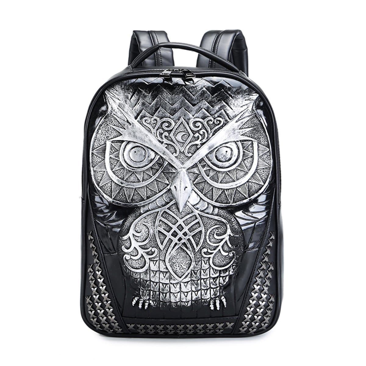 3D Backpack ,Fashion Punk Rivets Waterproof 3D Owl Backpack Laptop Computer Knapsack Bags