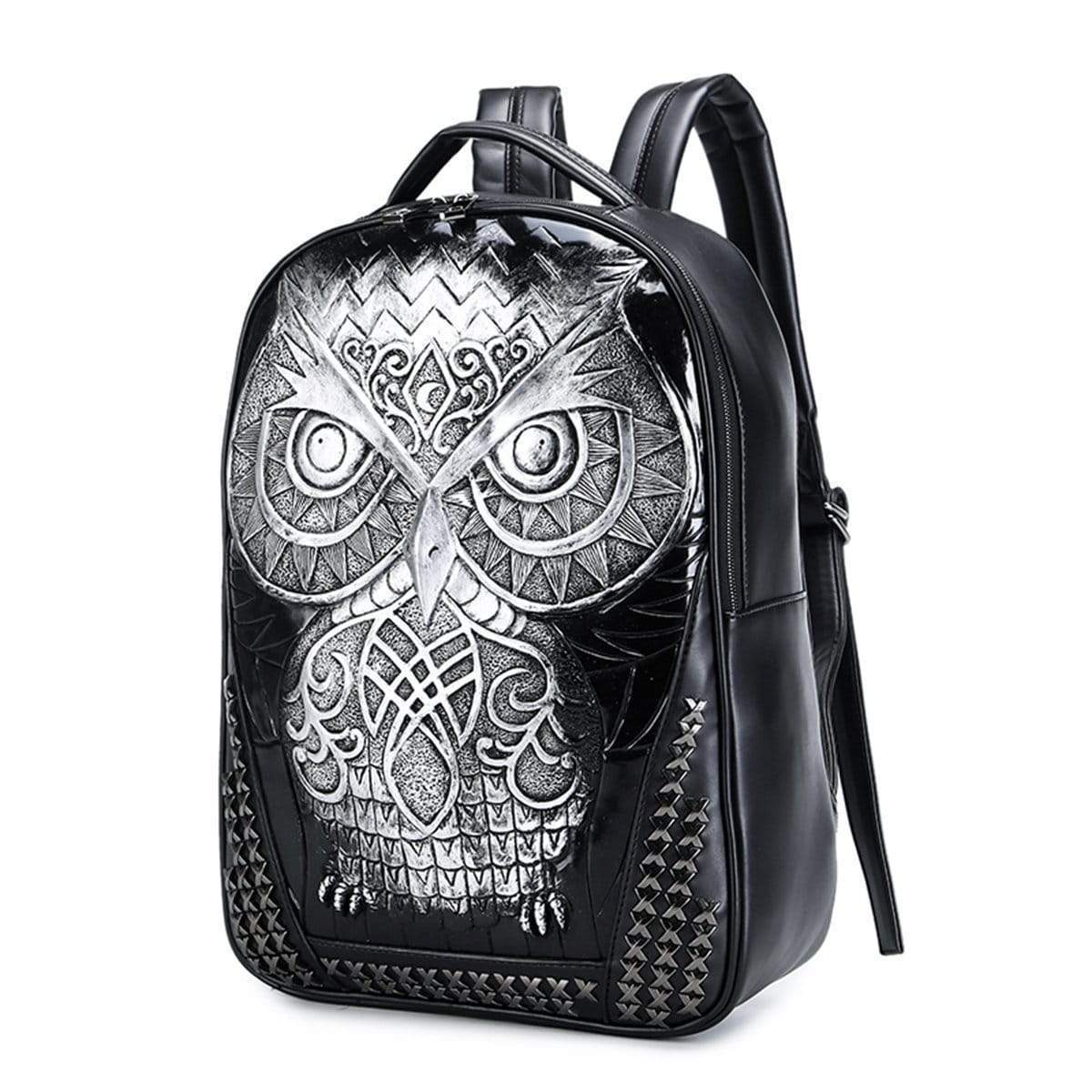 3D Backpack ,Fashion Punk Rivets Waterproof 3D Owl Backpack Laptop Computer Knapsack Bags