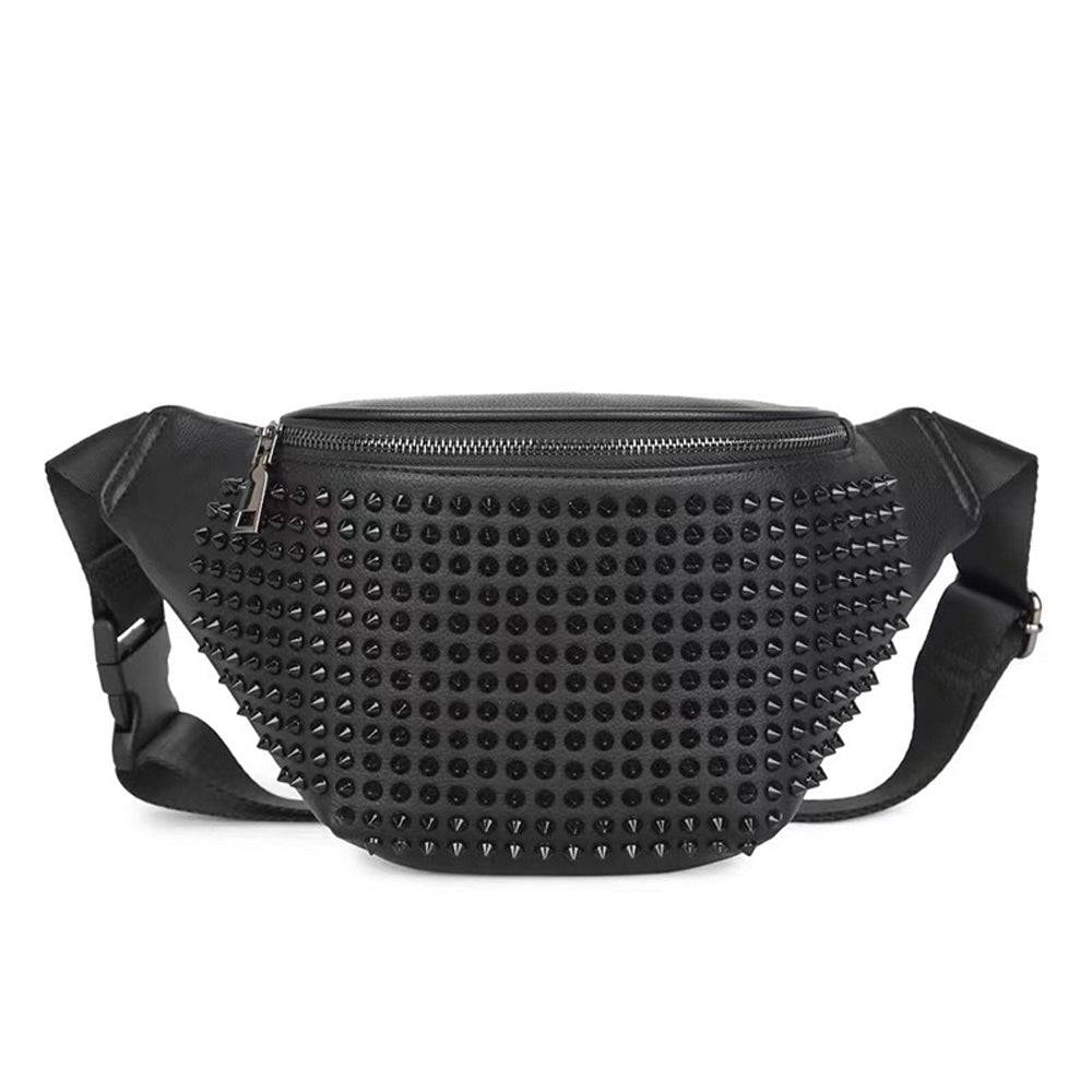 Fashion Punk Bags Rivets Waist Bag Studded Fanny Pack Belt Bag Chest Bum Bag Pouch