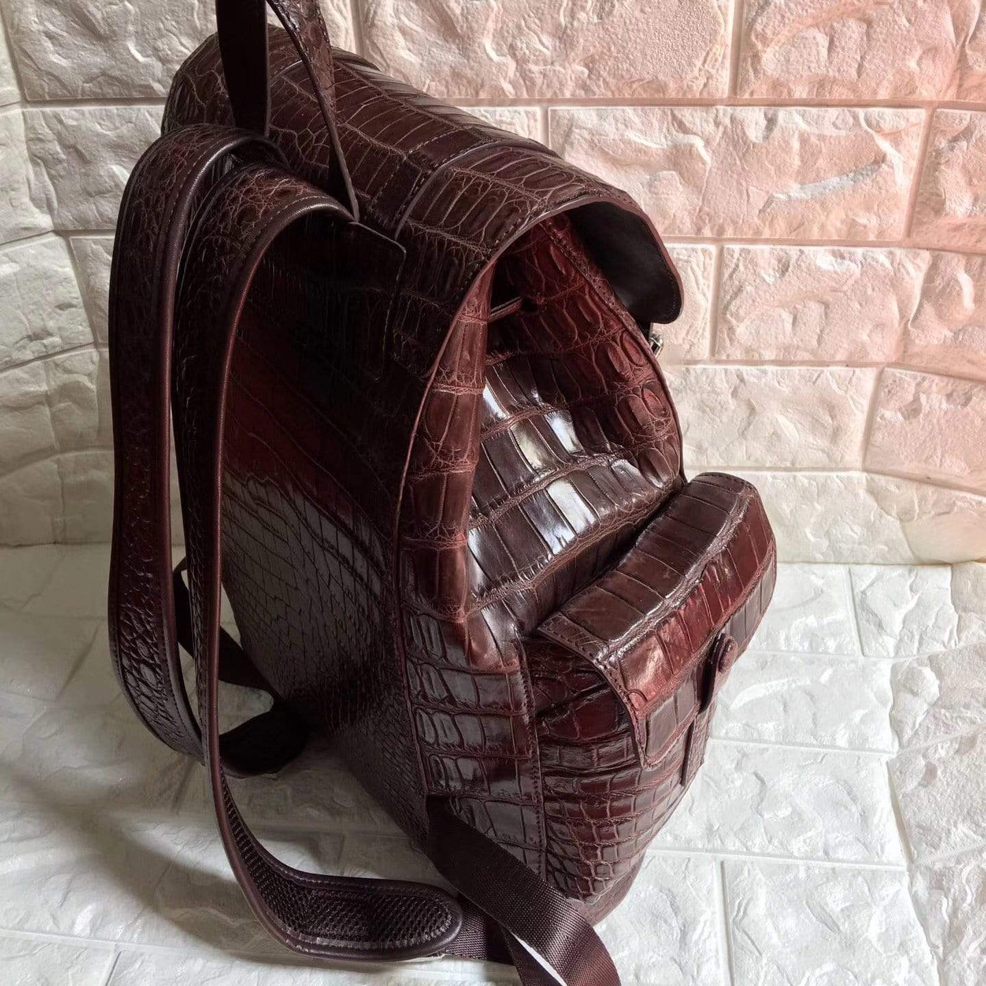 Genuine Crocodile  Belly Leather Backpack