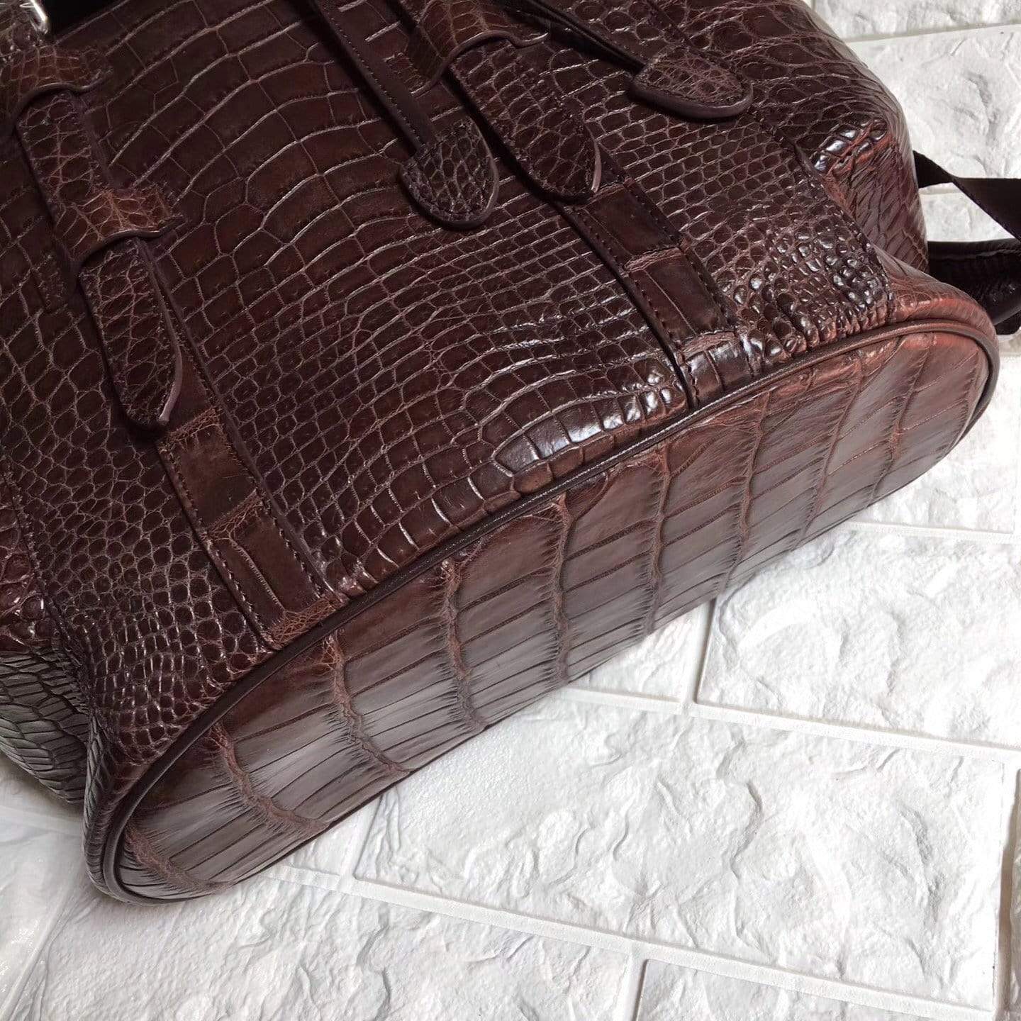 Genuine Crocodile  Belly Leather Backpack