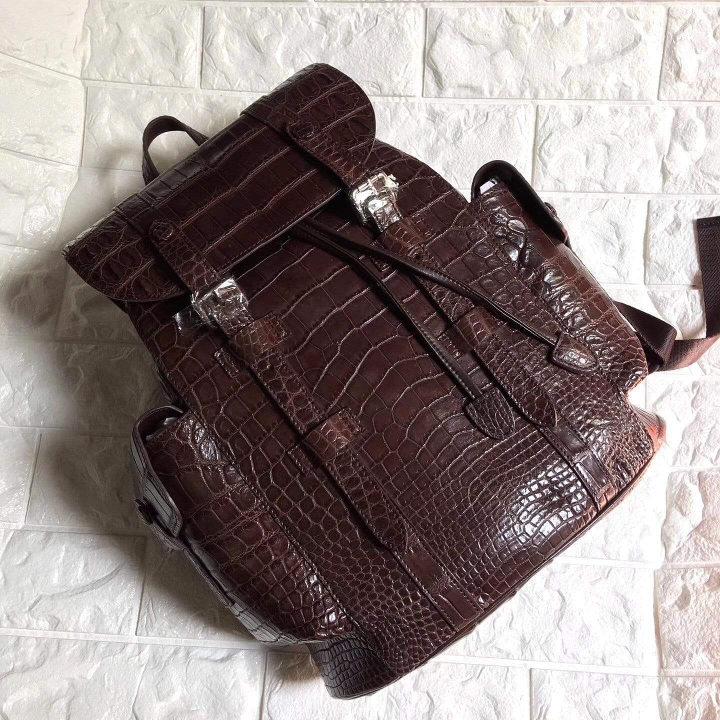 Genuine Crocodile  Belly Leather Backpack