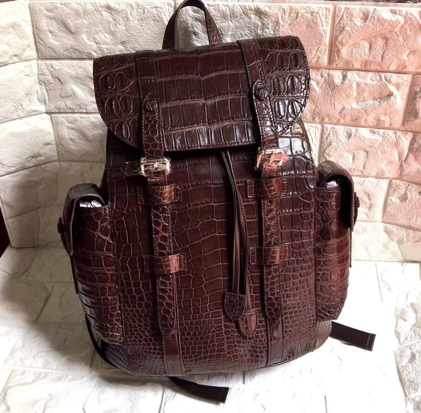 Genuine Crocodile  Belly Leather Backpack