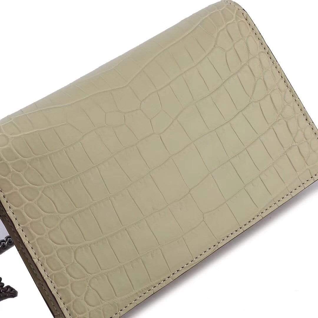 Genuine Crocodile Leather Flap Cross body Messenger Min Chain Bag