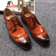 Crocodile Shoes Genuine Crocodile  Belly Leather  Shoes  Mens Cap Toe Crust Tuscania Wingtip