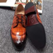 Crocodile Shoes Genuine Crocodile  Belly Leather  Shoes  Mens Cap Toe Crust Tuscania Wingtip
