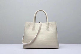 Genuine Crocodile Belly Leather Top Handle Bags For Women Cream 35cm