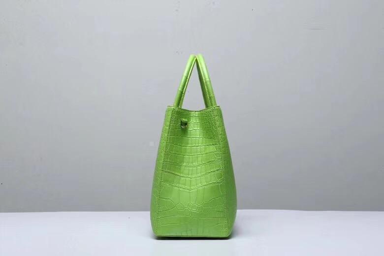 Genuine Crocodile Belly Leather Top Handle Bags For Women Green 35cm