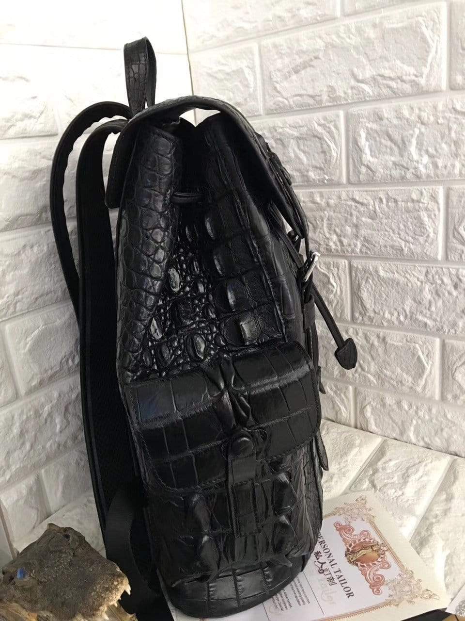 Genuine Crocodile Bone Leather Backpack