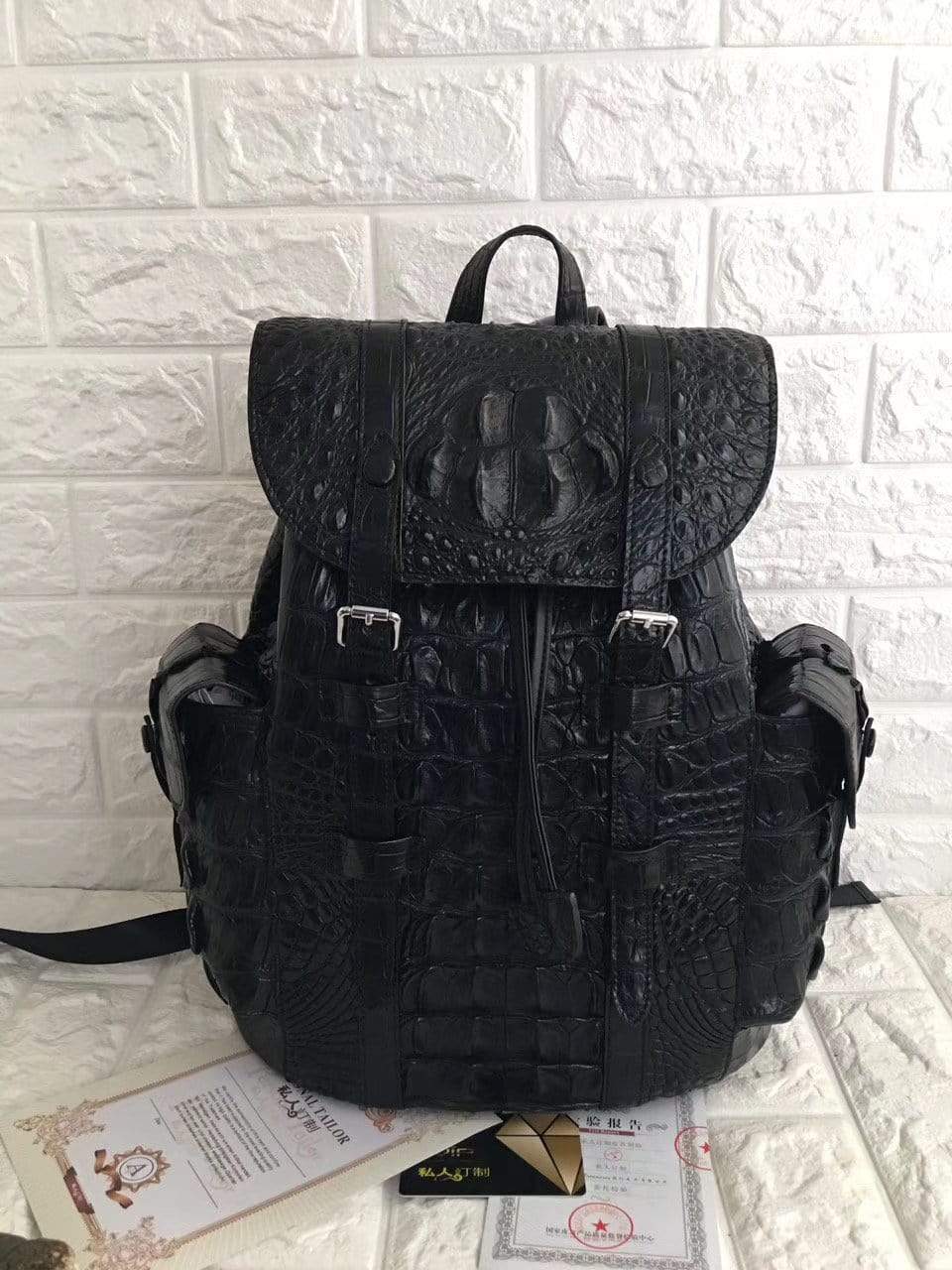 Genuine Crocodile Bone Leather Backpack