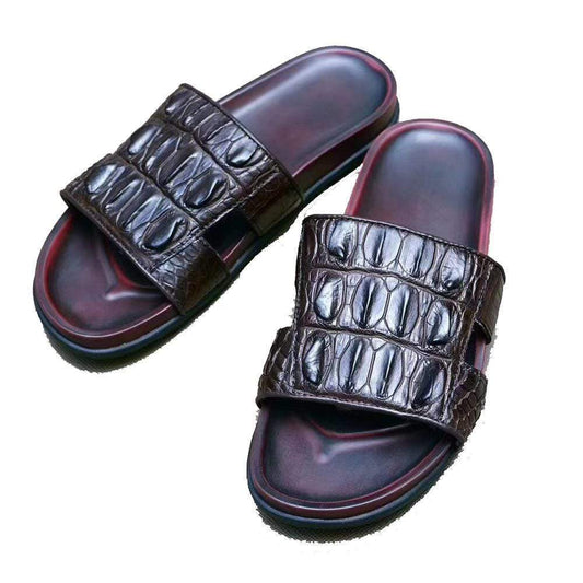 Crocodile Shoes Genuine  Crocodile Bone  Leather  Mens  Slipper