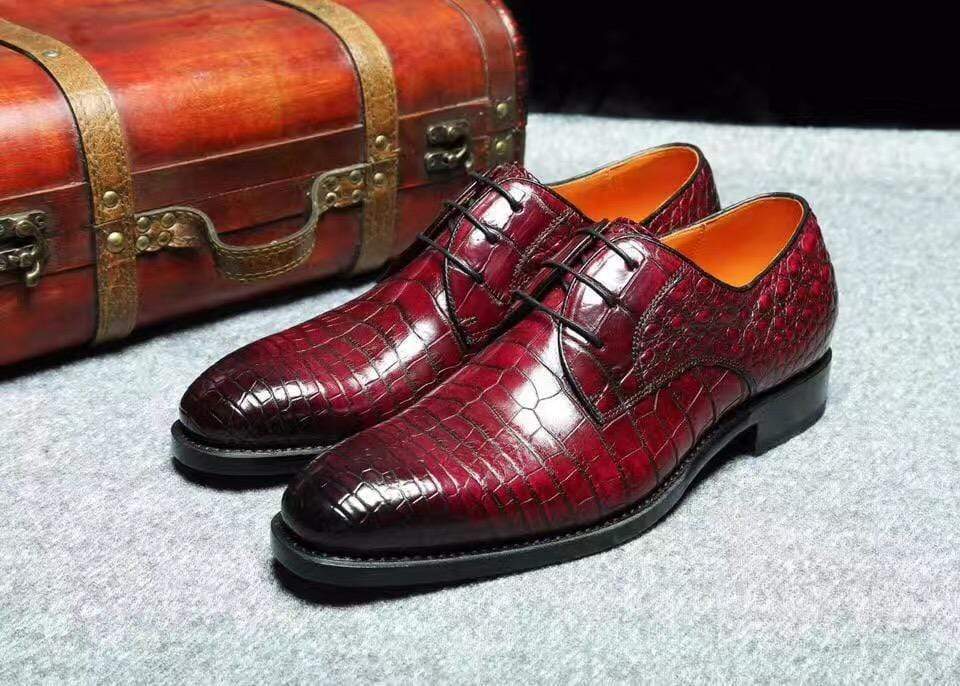 Crocodile Shoes Genuine Crocodile Goodyear Welted Formal Derby Shoes