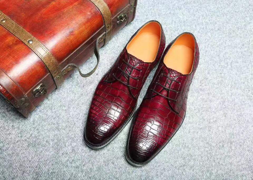 Crocodile Shoes Genuine Crocodile Goodyear Welted Formal Derby Shoes