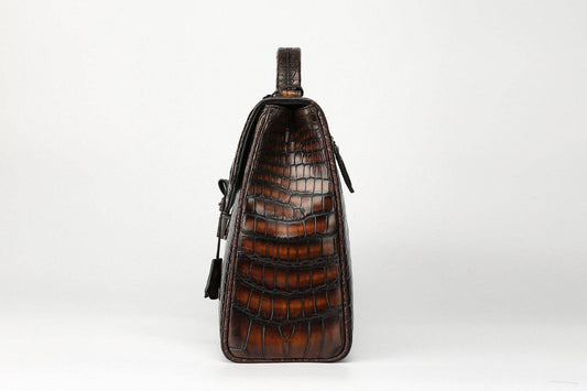 Preorder Genuine Crocodile Leather Briefcase Business Bags-Maiko Grey
