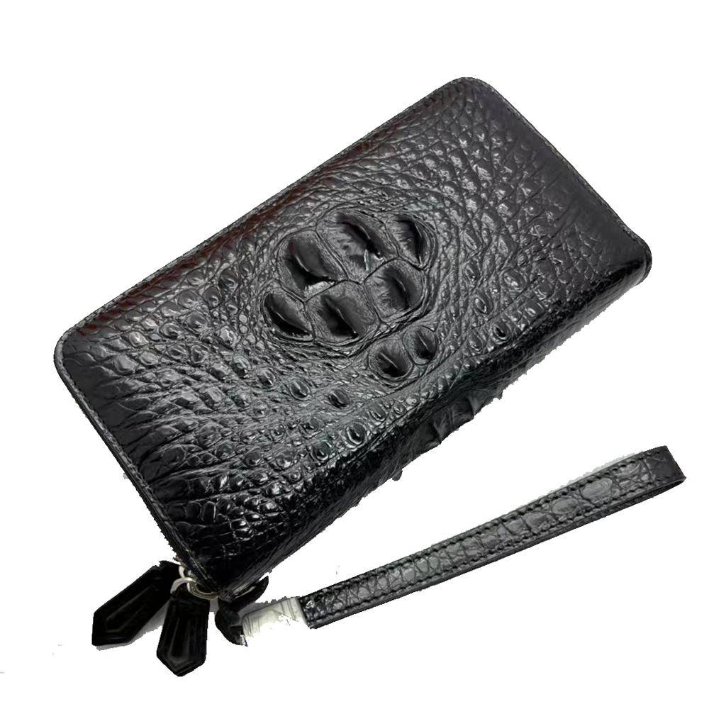 Genuine Crocodile Leather  Large Volumn Zip Around Head Bone Wallet