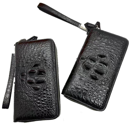 Genuine Crocodile Leather  Large Volumn Zip Around Head Bone Wallet