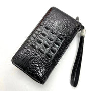 Genuine Crocodile Leather  Large Volumn Zip Around Back Bone Wallet
