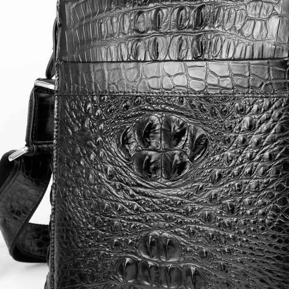 Genuine Crocodile Leather Messenger Bag Black