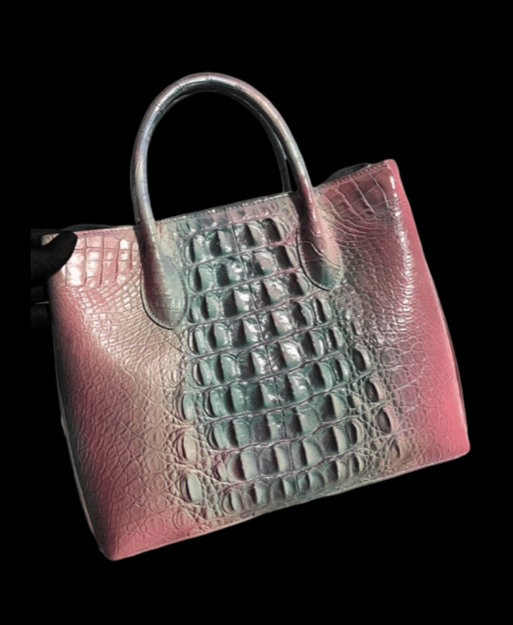 Genuine Crocodile Leather Top Handle Bag Brushed Multi Color