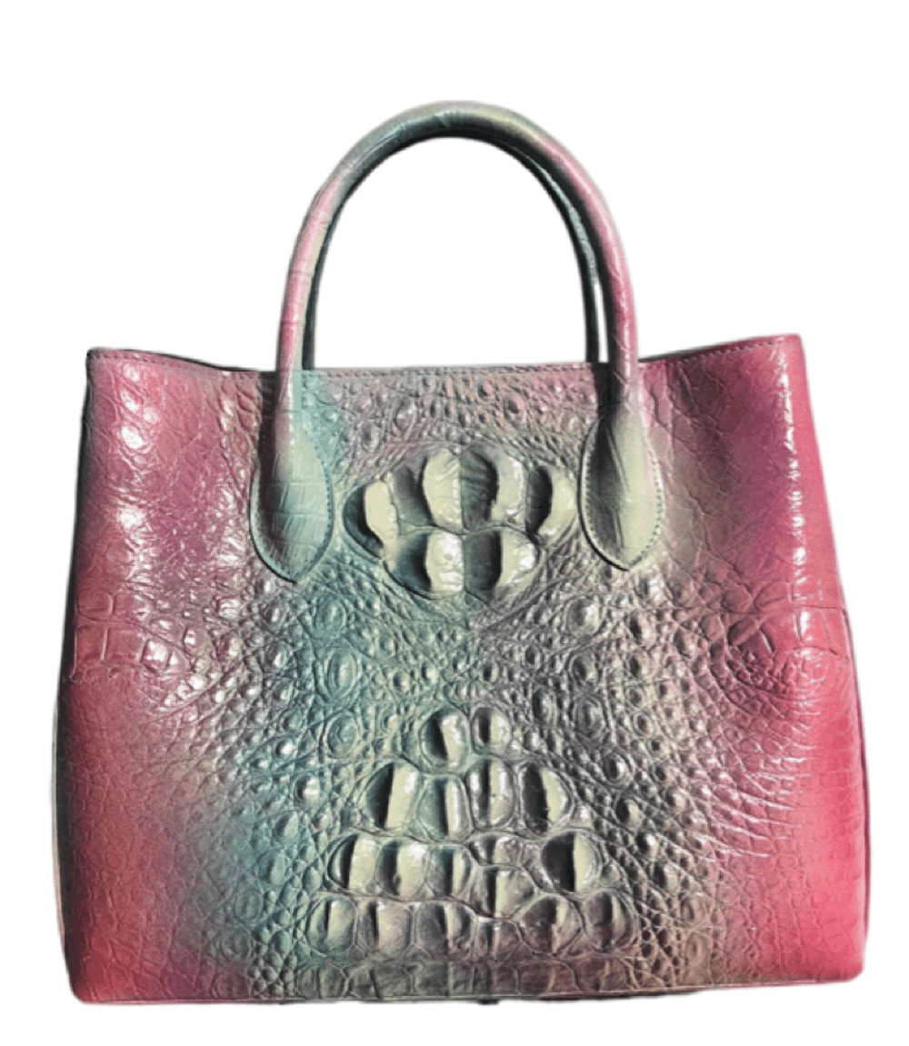 Genuine Crocodile Leather Top Handle Bag Brushed Multi Color