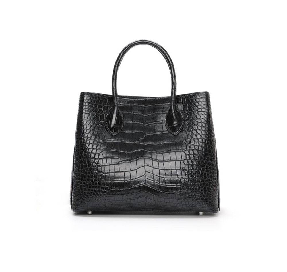 Genuine Crocodile Leather Top Handle Satchel Handbag Shoulder Bag Tote Purse Messenger Bags 30cm Black