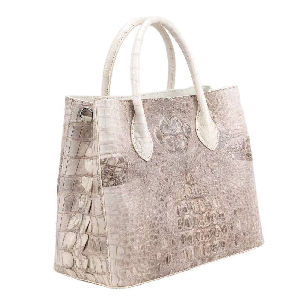 Genuine Crocodile Leather Womens Satchel Tote Bag Himalaya White 32cm