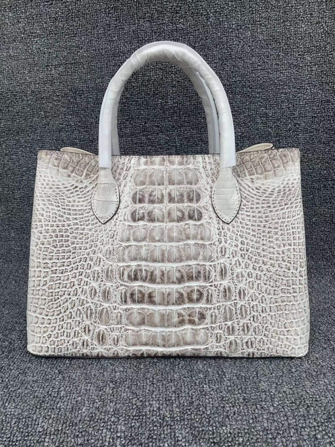 Genuine Crocodile Leather Womens Satchel Tote Bag Himalaya White 33cm