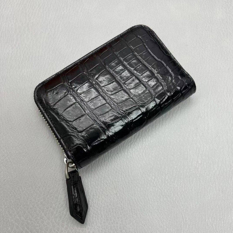 Genuine Crocodile Leather Zip Up Card Pocket Case