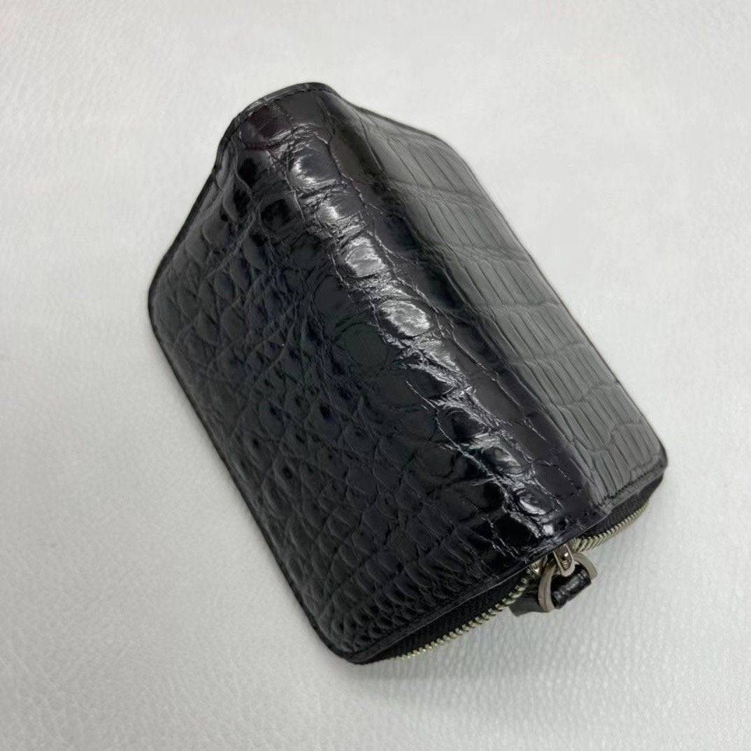 Genuine Crocodile Leather Zip Up Card Pocket Case