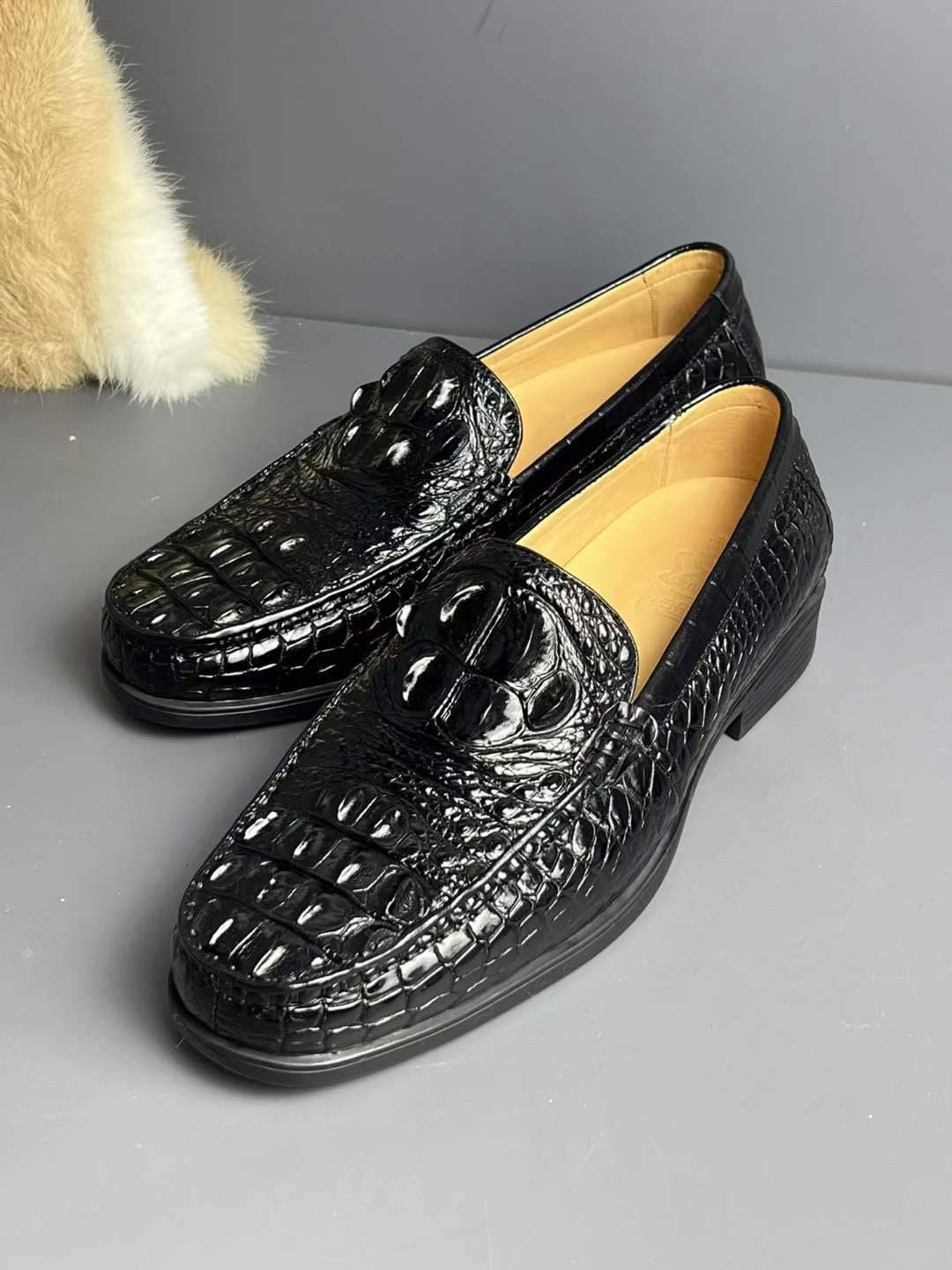 Crocodile Shoes Genuine Crocodile Skin Bone Leather Slip On Driving Loafers