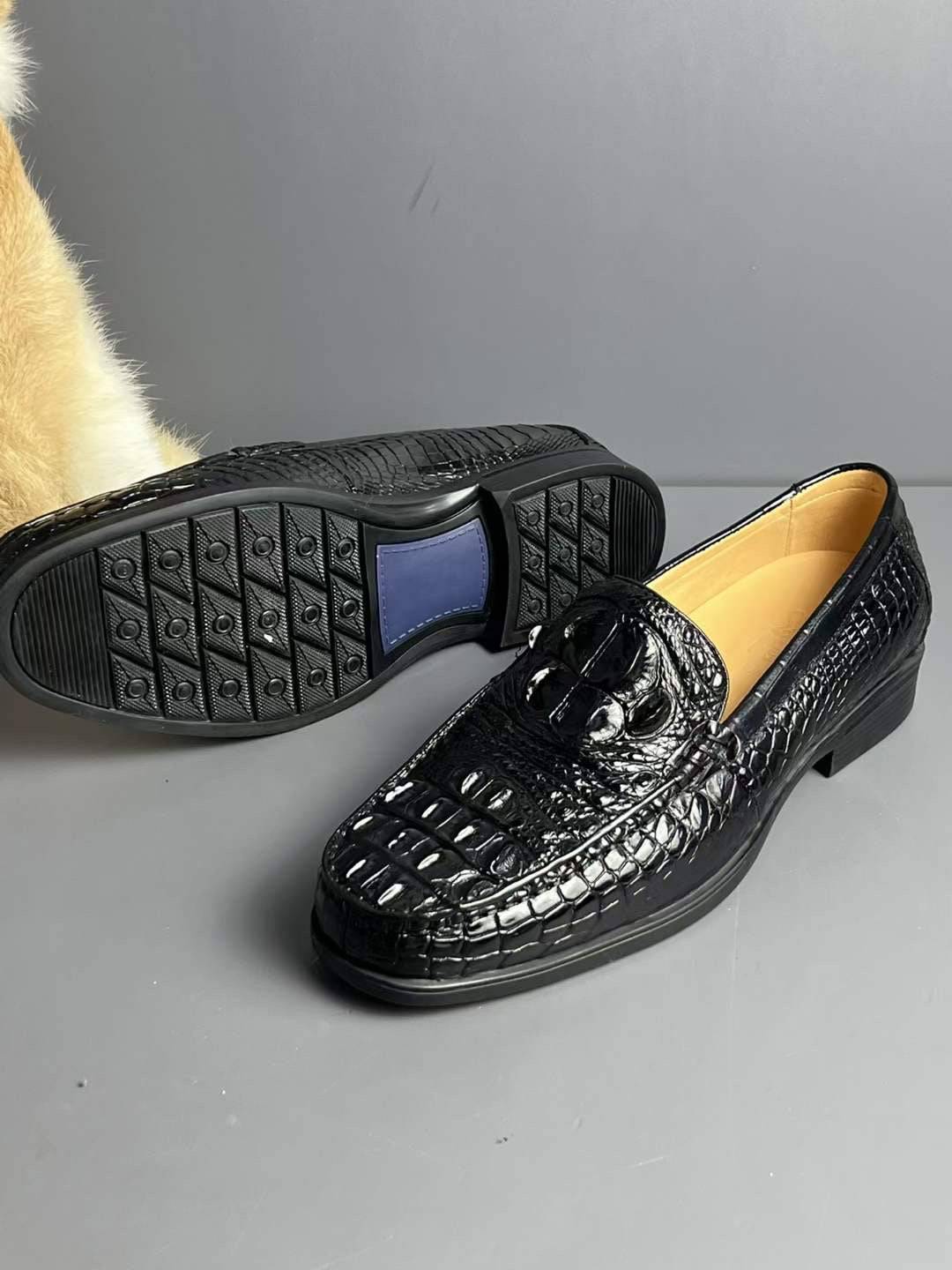 Crocodile Shoes Genuine Crocodile Skin Bone Leather Slip On Driving Loafers