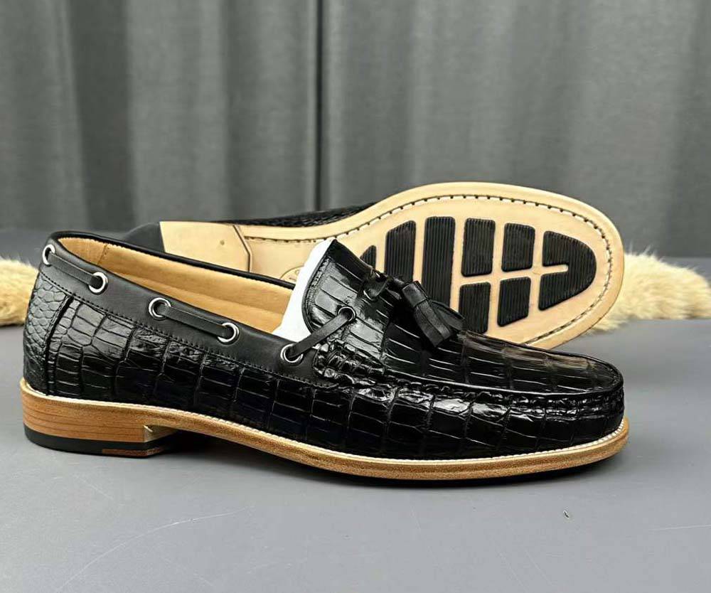 Crocodile Shoes Genuine Crocodile Skin Leather Classic Fashion Slip On Driving Loafers