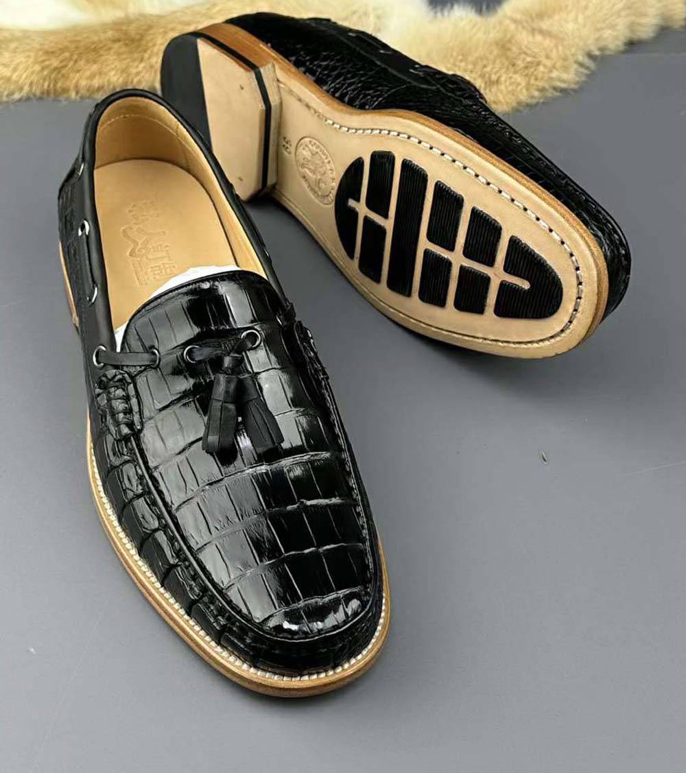 Crocodile Shoes Genuine Crocodile Skin Leather Classic Fashion Slip On Driving Loafers