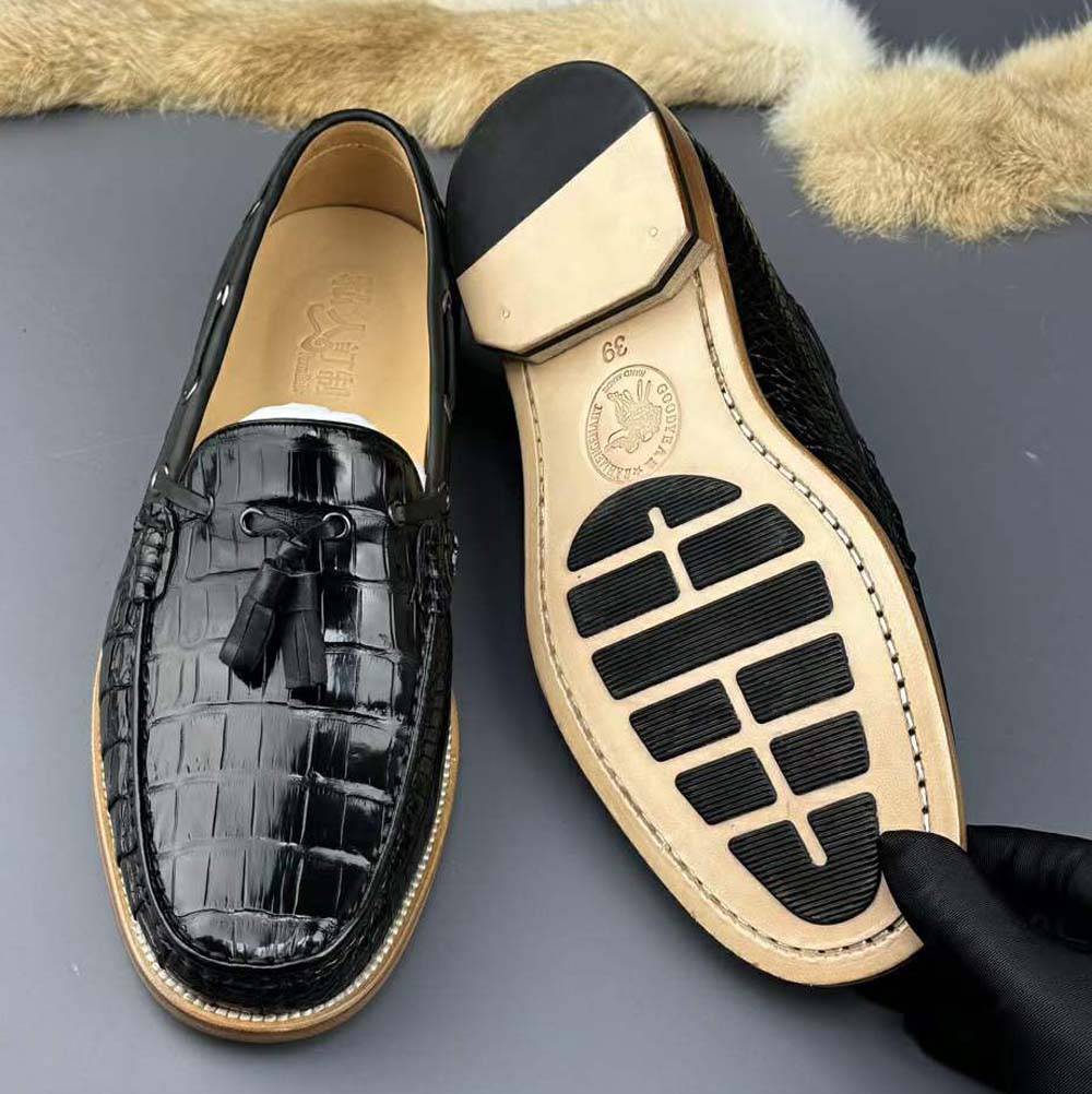 Crocodile Shoes Genuine Crocodile Skin Leather Classic Fashion Slip On Driving Loafers