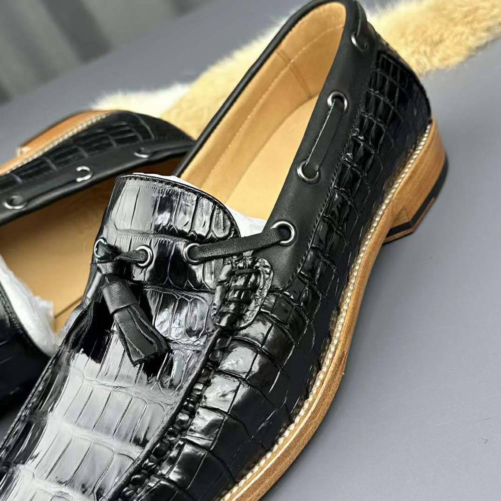 Crocodile Shoes Genuine Crocodile Skin Leather Classic Fashion Slip On Driving Loafers