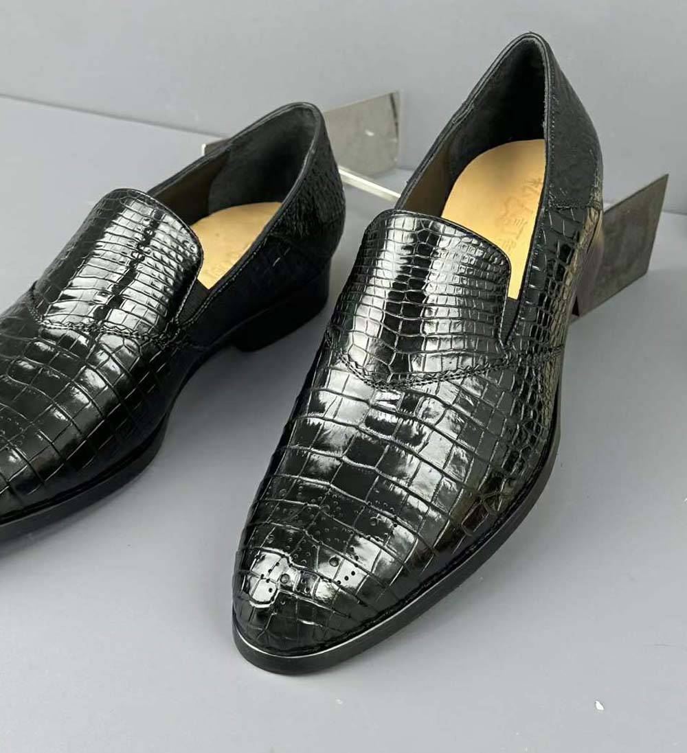 Crocodile Shoes Genuine Crocodile Skin Leather Classic Fashion Brogue Slip On Driving Loafers