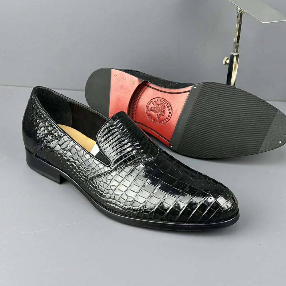 Crocodile Shoes Genuine Crocodile Skin Leather Classic Fashion Brogue Slip On Driving Loafers