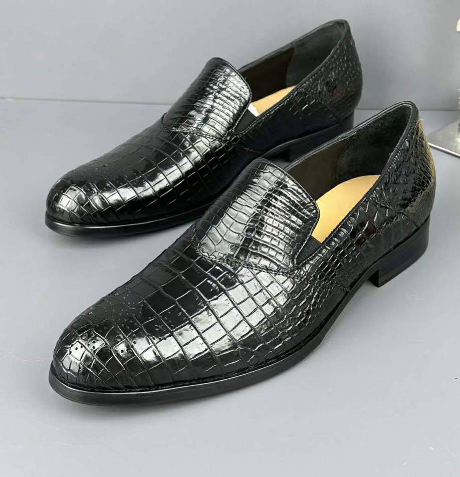 Crocodile Shoes Genuine Crocodile Skin Leather Classic Fashion Brogue Slip On Driving Loafers