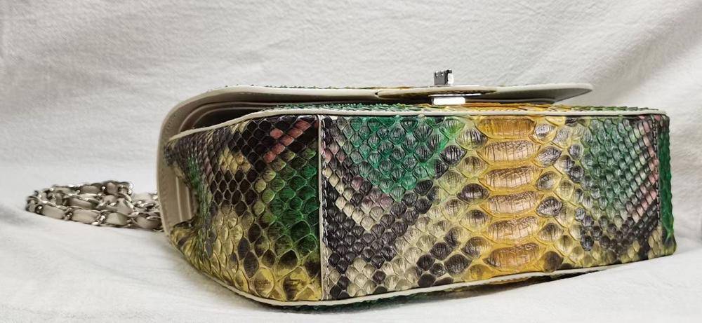 Genuine Python Skin Leather Flap Shoulder Cross Body Women Handbag