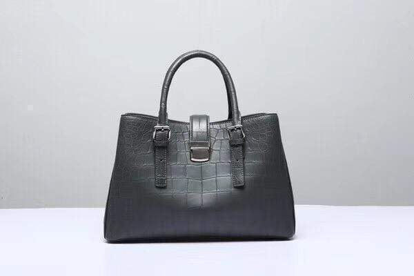 Genuine Crocodile  Leather Top Handle Tote With Crossbody Strap Grey