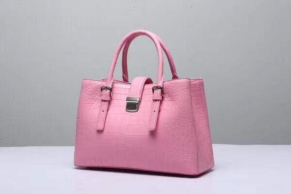 Genuine  Crocodile Leather Top Handle Tote  Shoulder Bag Pink