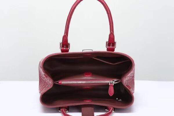 Genuine Crocodile  Leather Top Handle Tote With Crossbody Strap Wine Red