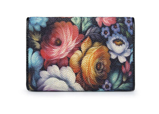 Genuine stingray TriFold Wallet With Floral For Women