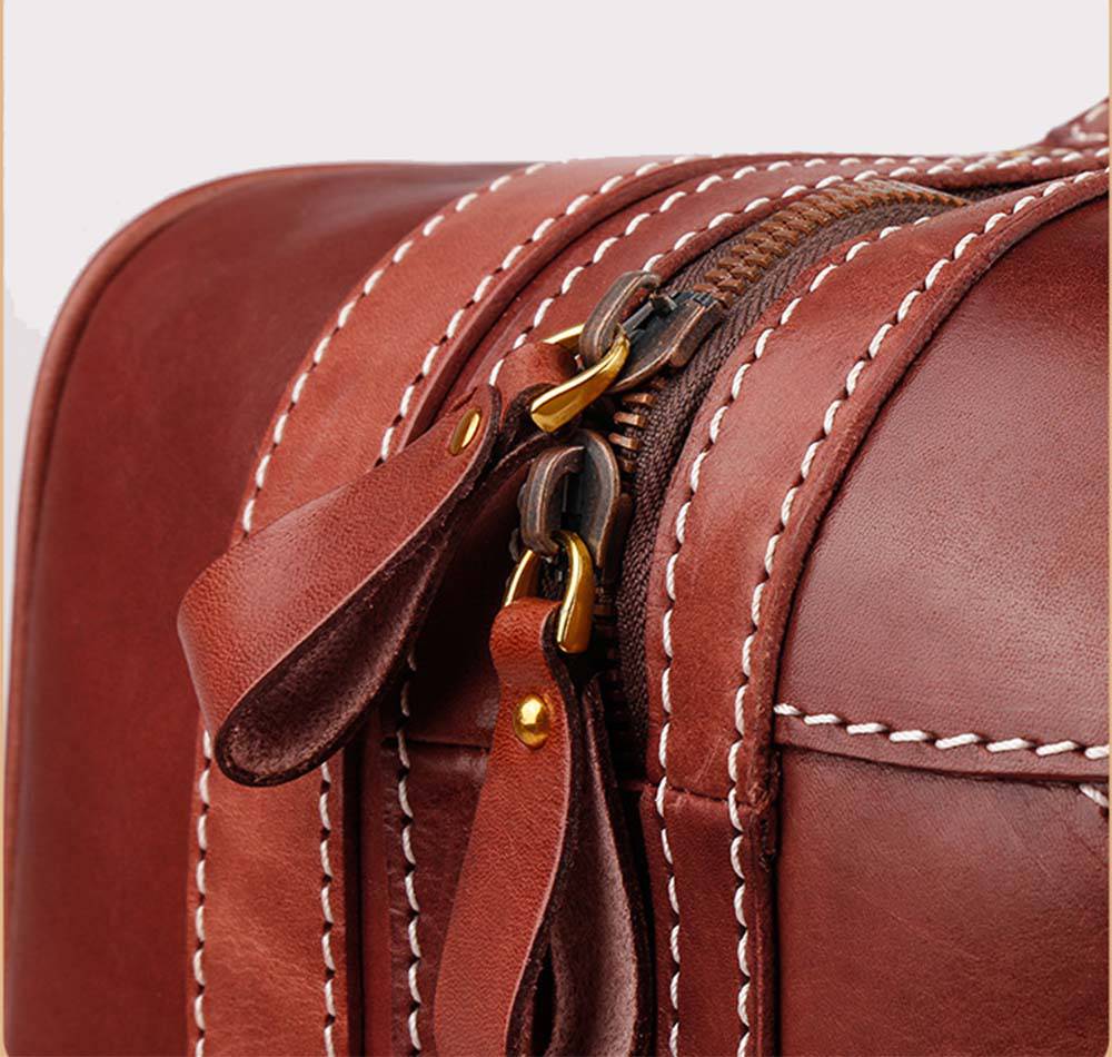 Unisex Genuine Vintage Vegetable Tanned Leather Carry On Business Trolley Bag Rotate Universal Wheel 20 Inch Travelling Luggage Bag