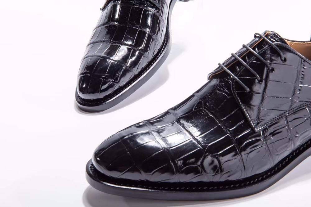 Crocodile Shoes Goodyear Welted Handmade Men Crocodile Leather Lace-Up Shoes,Mens Crocodile Leather Dress Shoes