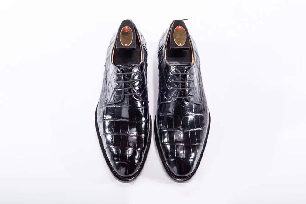 Crocodile Shoes Goodyear Welted Handmade Men Crocodile Leather Lace-Up Shoes,Mens Crocodile Leather Dress Shoes